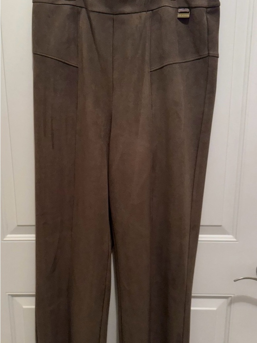 Marc New York Brown Faux Suede Straight-Leg Pants-Large